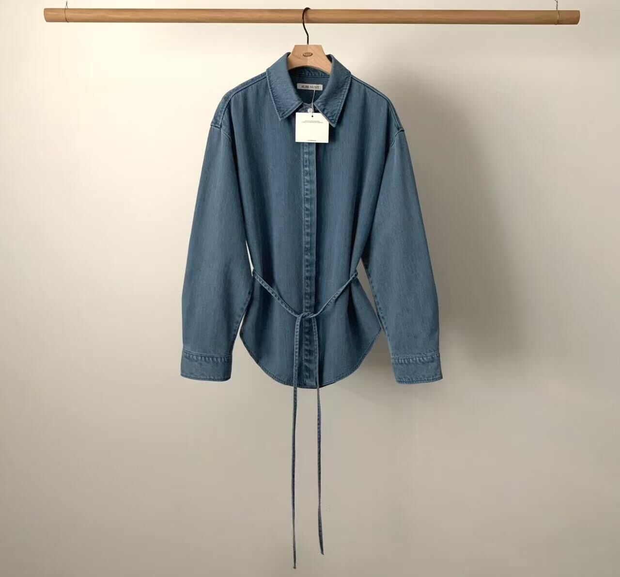 AU6046 綁腰牛仔襯衫