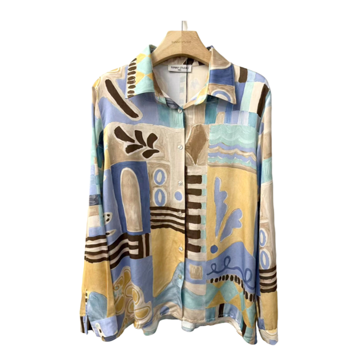 1SO0403-044 [SUNNY STUDIO] Silk-Blend Blouse Blue #11689 Picasso (EU)