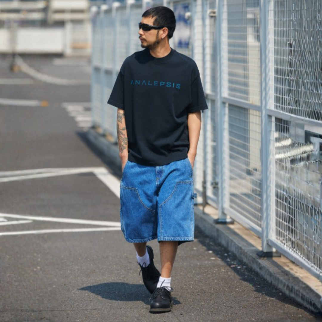 水洗竹節棉工裝牛仔六分短褲