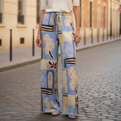 1SO0403-046 [SUNNY STUDIO] Printed Trousers Blue #12953 Picasso (EU)