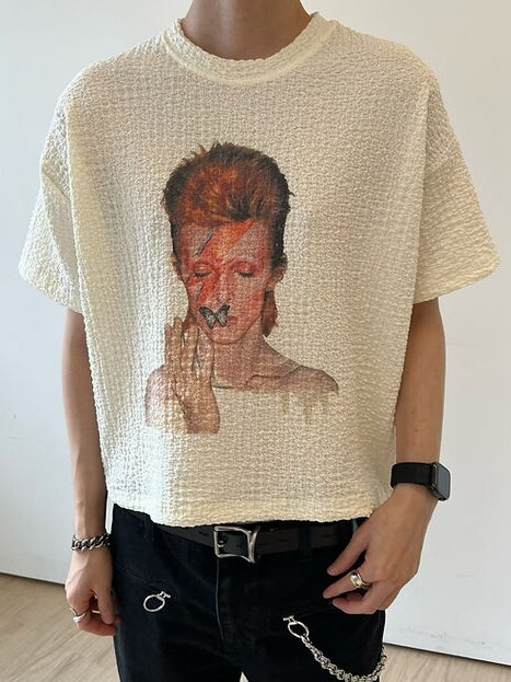 爆米花人像短款T恤