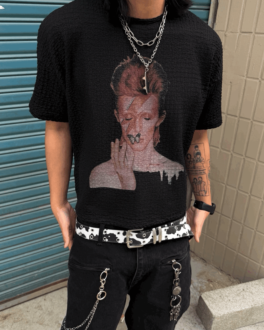 爆米花人像短款T恤