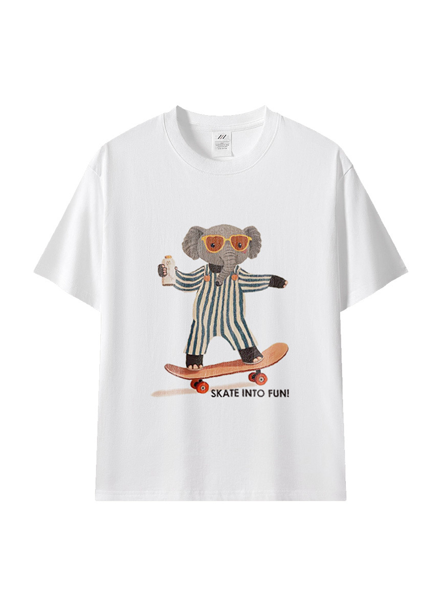滑滑小象插畫棉T｜一起衝向開心時光