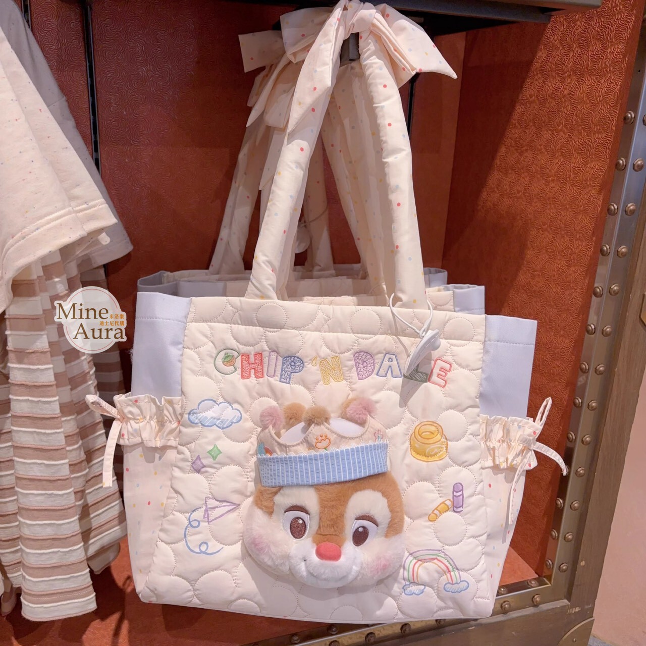 奇奇蒂蒂 Chip 'n Dale 童話王國系列 紅鼻 蒂蒂 Dale 絨毛 大頭 造型 手提包 托特包 -上海迪士尼樂園