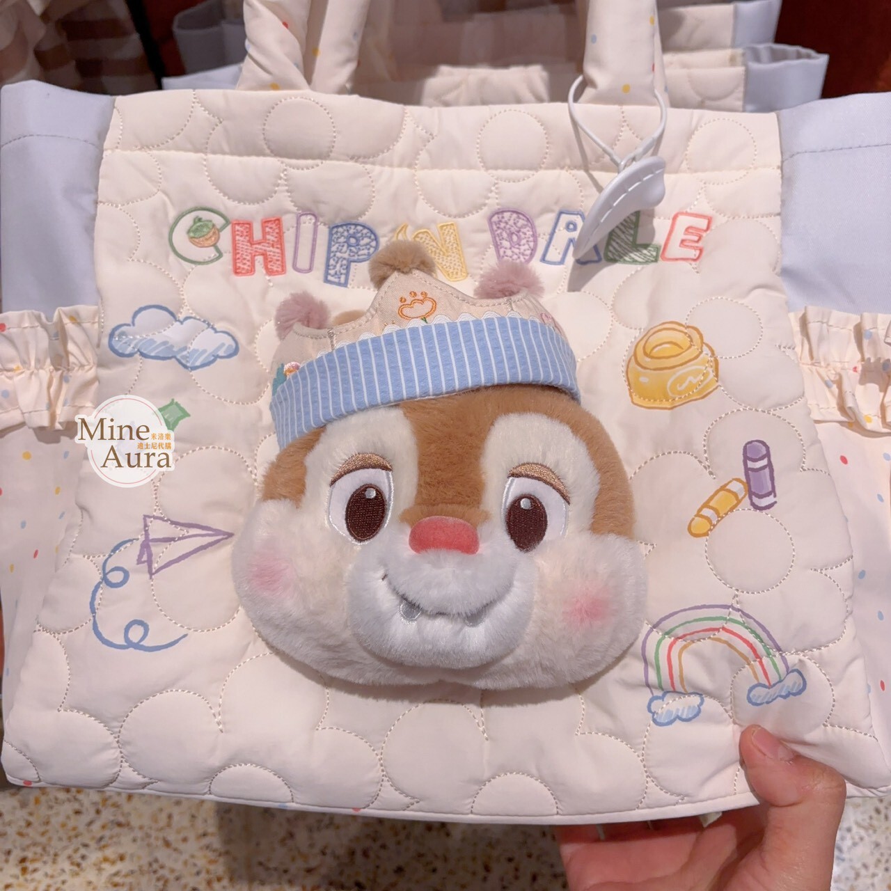 奇奇蒂蒂 Chip 'n Dale 童話王國系列 紅鼻 蒂蒂 Dale 絨毛 大頭 造型 手提包 托特包 -上海迪士尼樂園