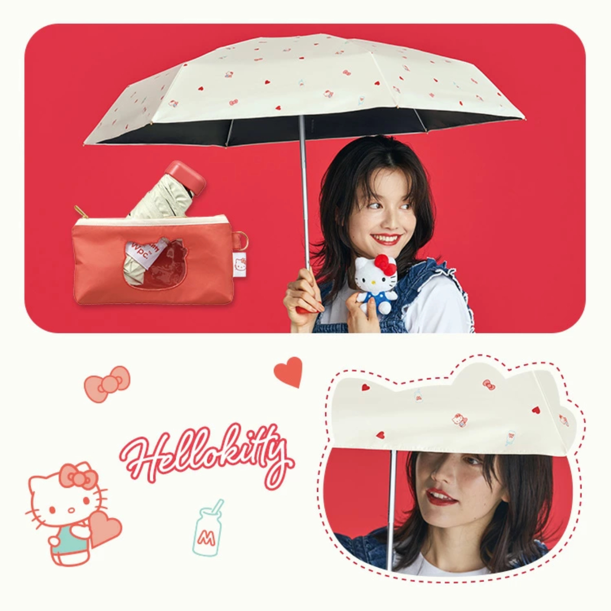 26078-KT Sanrio Hello Kitty × WPC 晴雨兼用縮骨遮 #JP-WPC26