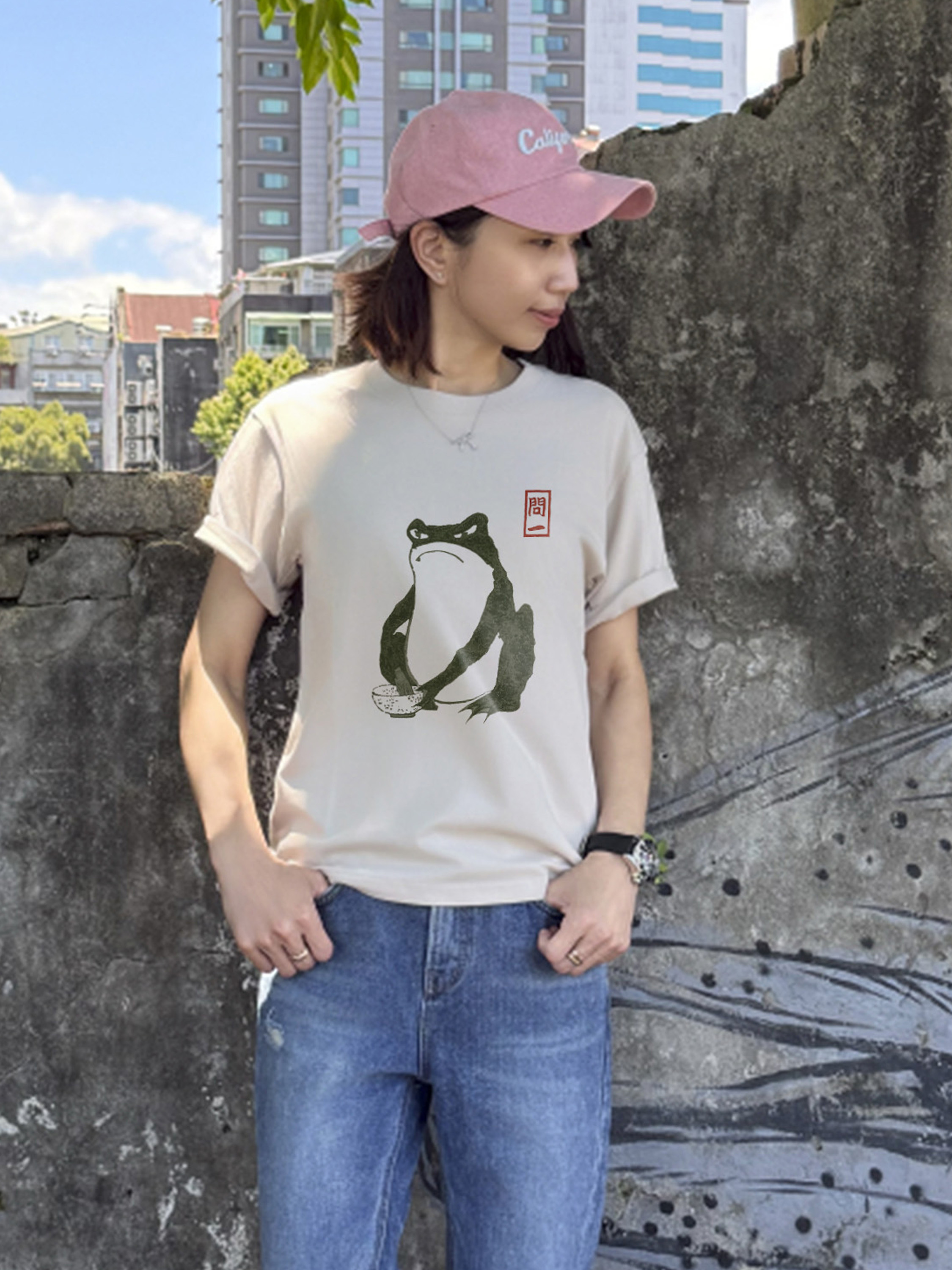 日系水墨筆觸插畫風|跳出紙面的靈動青蛙個性棉T