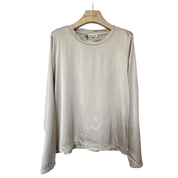 1SO0403-048 [SUNNY STUDIO] Long Sleeve Round Neck Top Beige #13489 (EU)