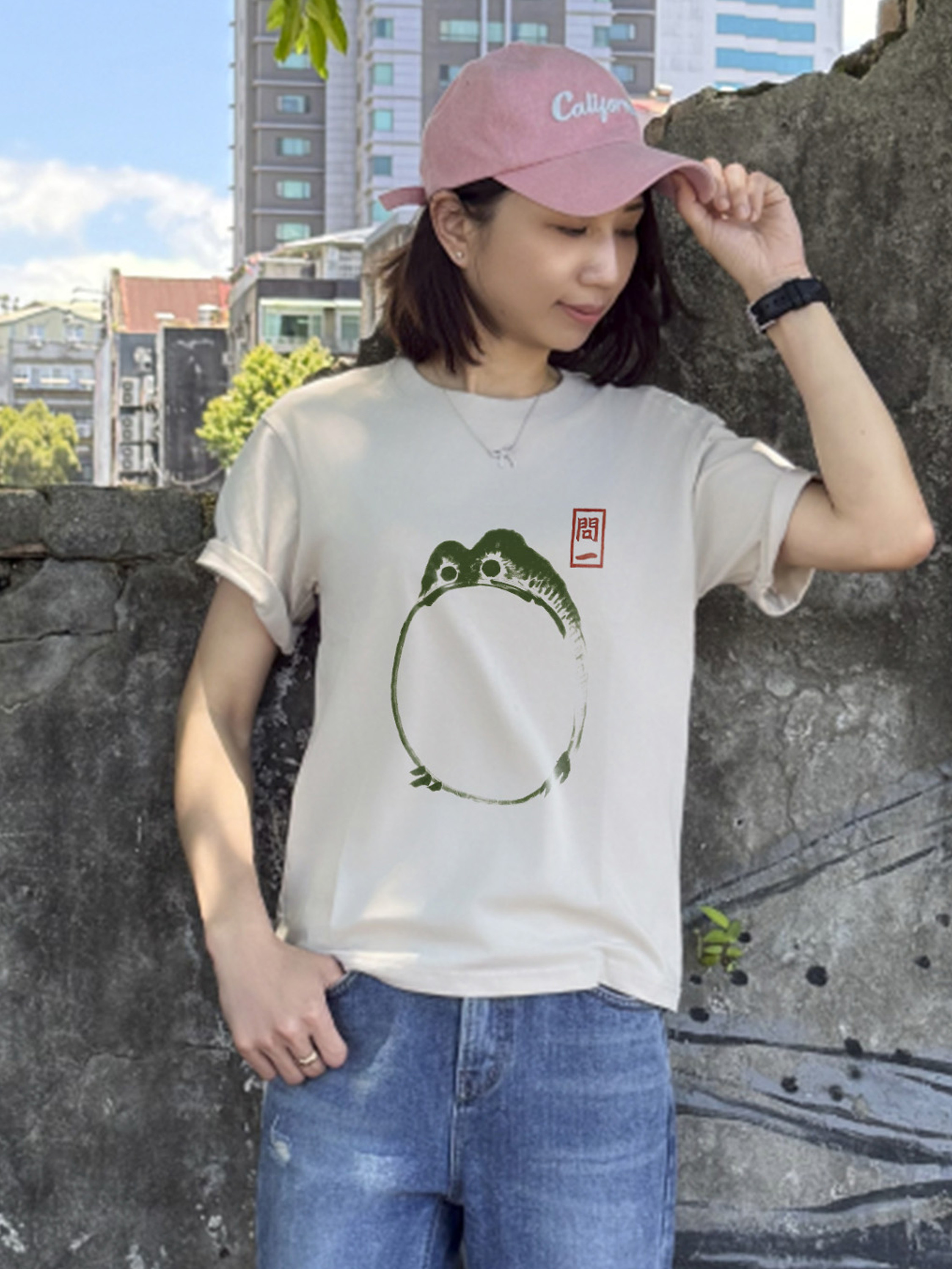 日系水墨筆觸插畫風|跳出紙面的靈動青蛙個性棉T