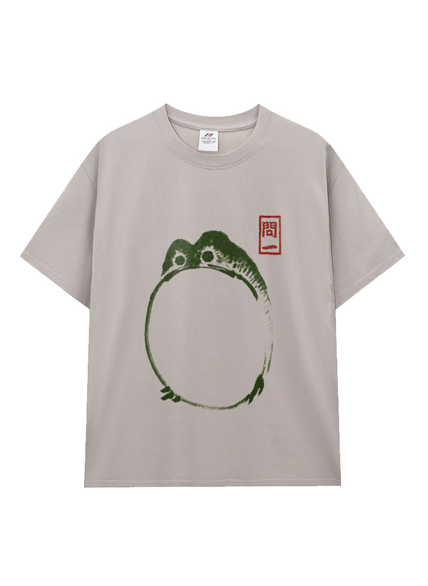日系水墨筆觸插畫風|跳出紙面的靈動青蛙個性棉T