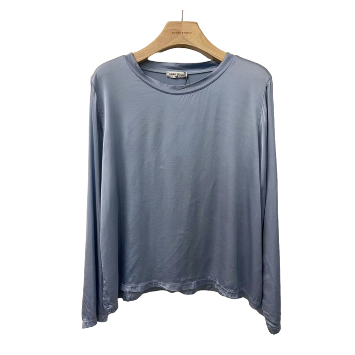 1SO0403-050 [SUNNY STUDIO] Long Sleeve Round Neck Top Blue #13489 (EU)