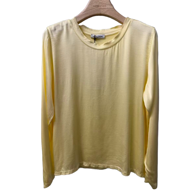 1SO0403-052 [SUNNY STUDIO] Long Sleeve Round Neck Top Jaune #13489 (EU)