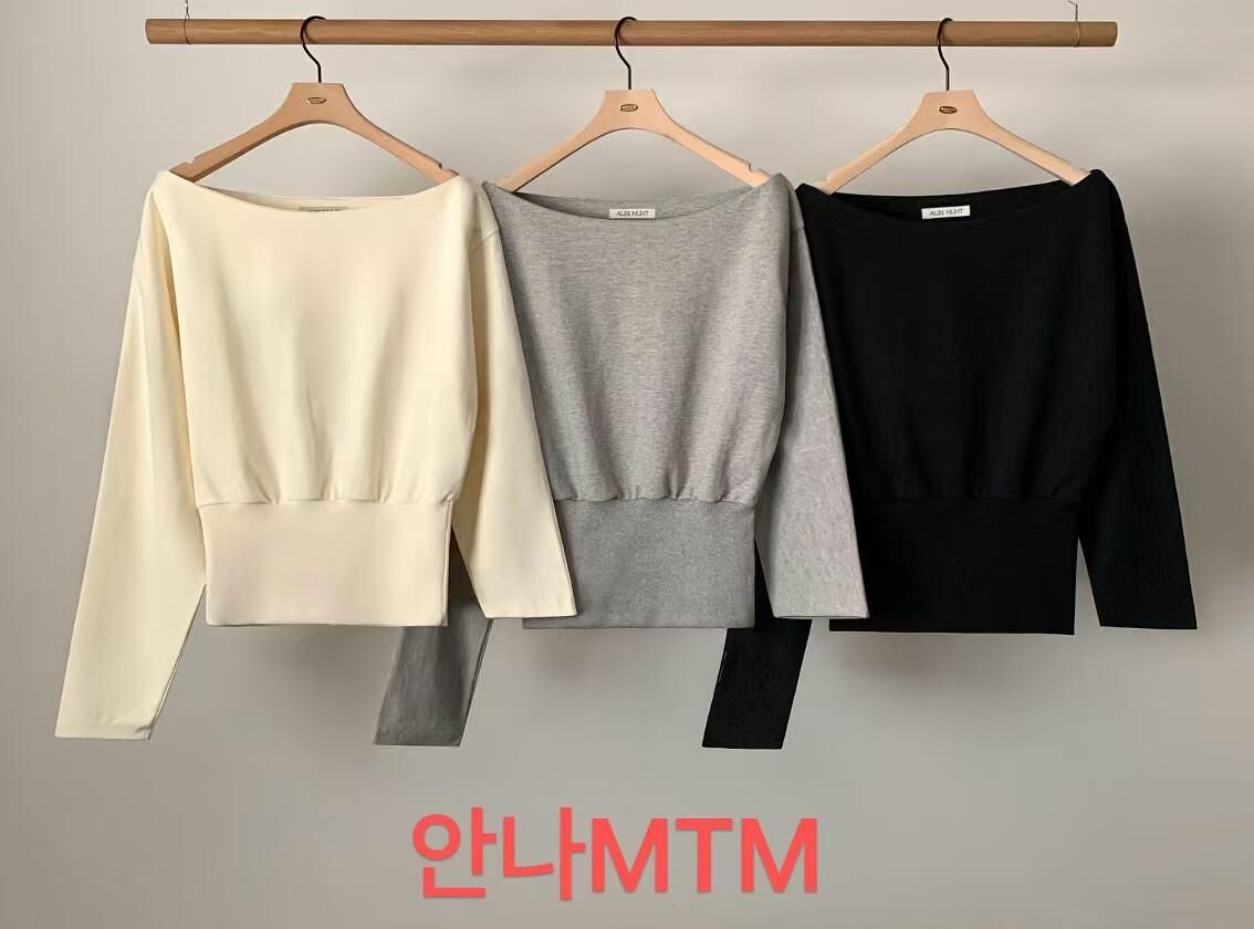 AU6054 顯瘦一字領收腰上衣