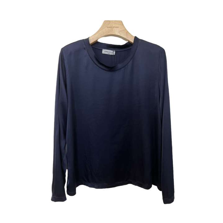 1SO0403-054 [SUNNY STUDIO] Long Sleeve Round Neck Top Marine #13489 (EU)