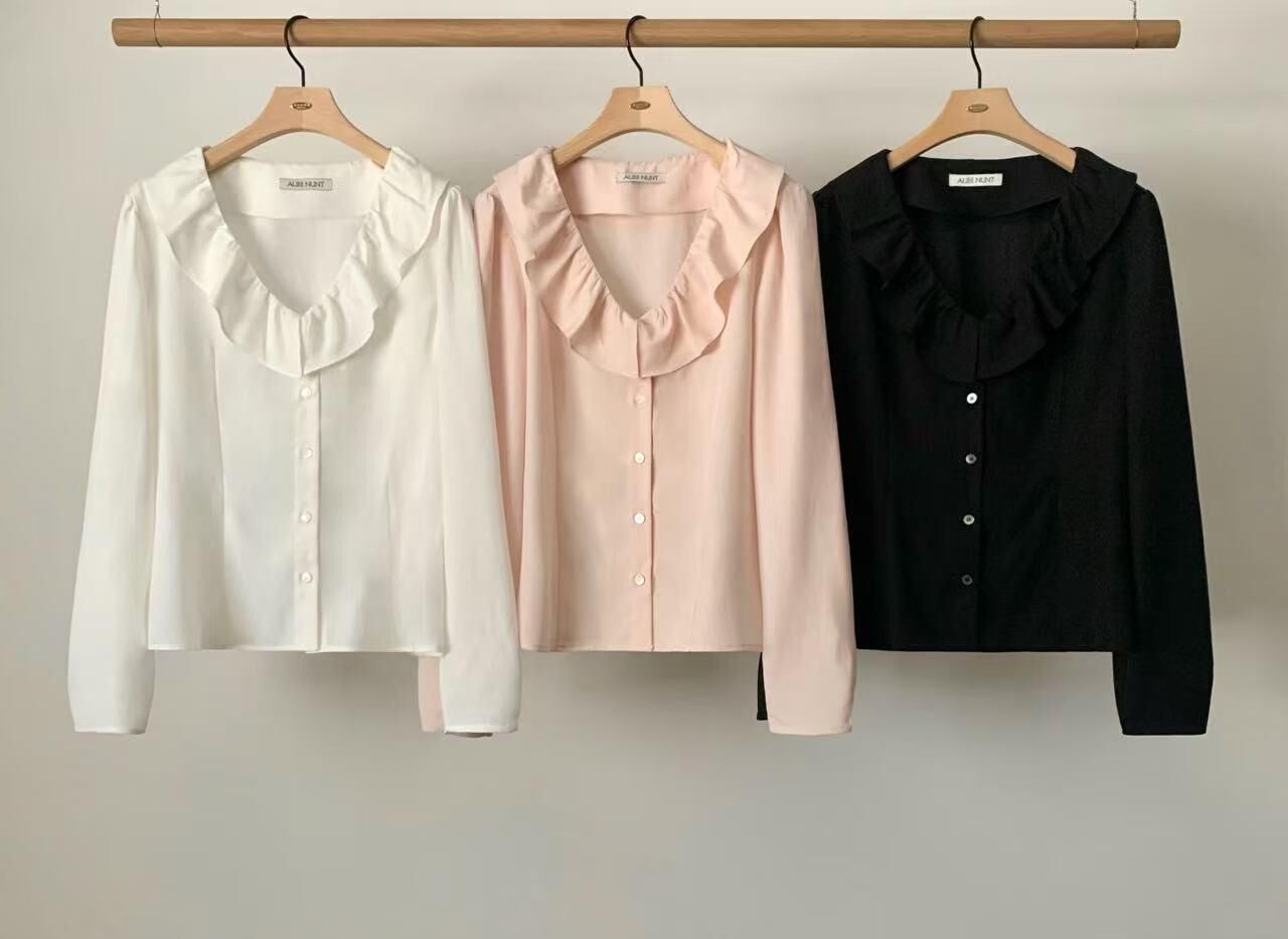 AU6057 荷葉V領上衣