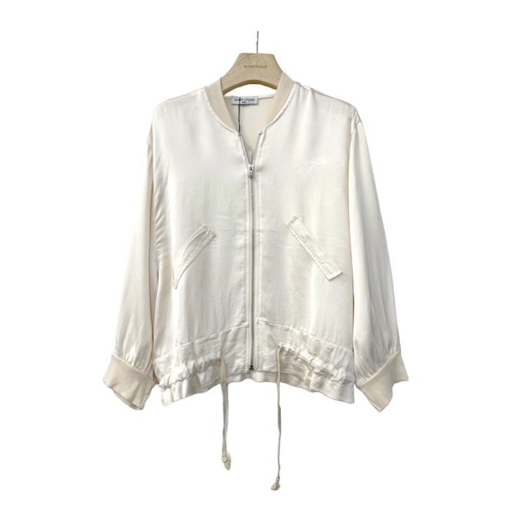 1SO0403-056 [SUNNY STUDIO] Silk Bomber Jacket White #13469 (EU)