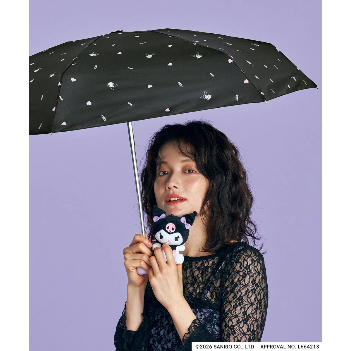 26078-KU Sanrio Kuromi × WPC 晴雨兼用縮骨遮 #JP-WPC26