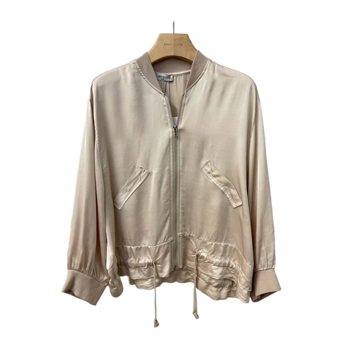 1SO0403-057 [SUNNY STUDIO] Silk Bomber Jacket Beige #13469 (EU)