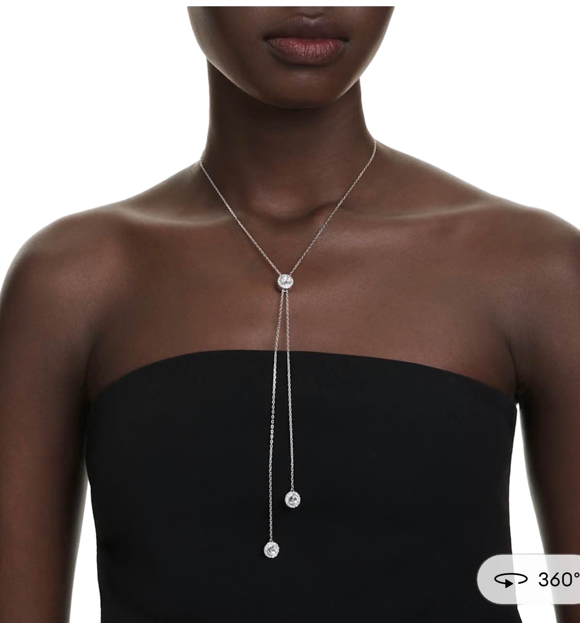 【Swarovski】Una Angelic Y Pendant, Round Cut, White, Rhodium Plated  銀