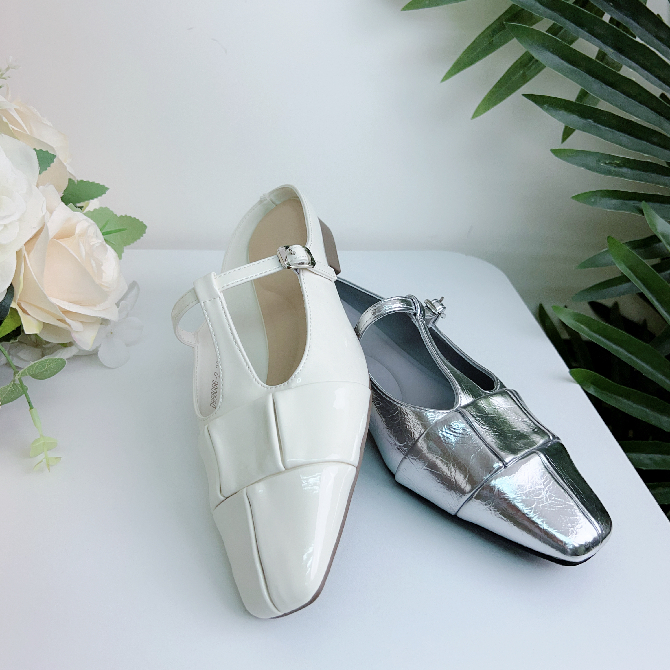 真皮尖頭格紋鞋 (後高1吋) (35-40正常碼) 988066-2 #0704clo