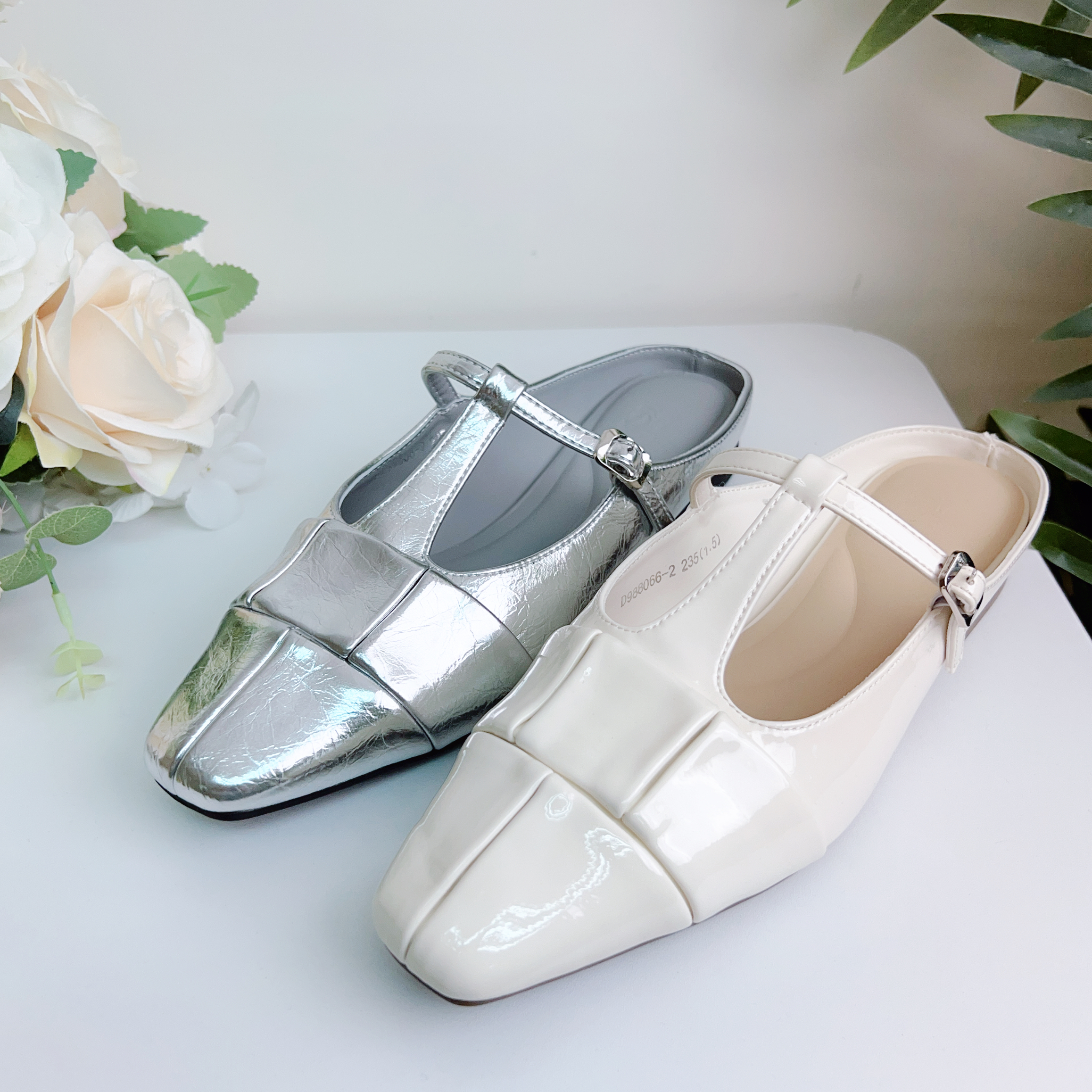 真皮尖頭格紋鞋 (後高1吋) (35-40正常碼) 988066-2 #0704clo