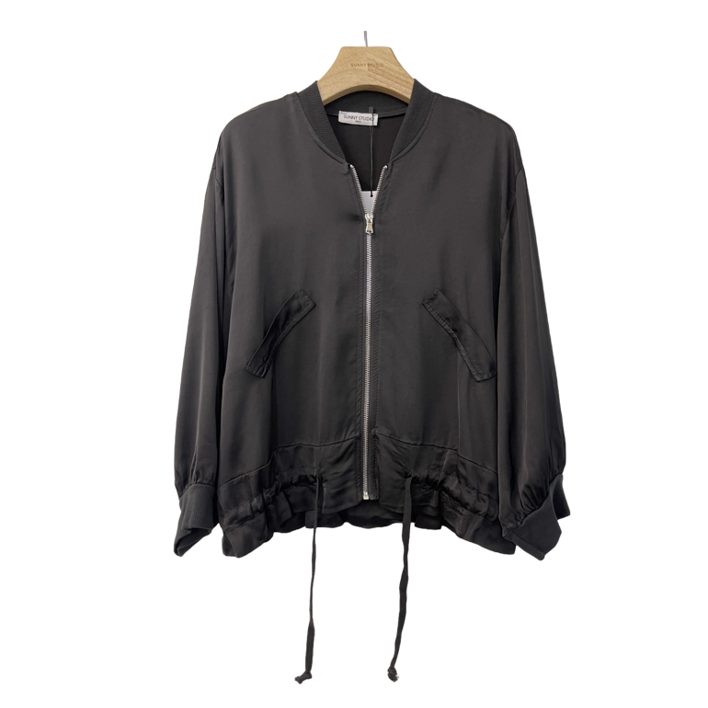 1SO0403-064 [SUNNY STUDIO] Silk Bomber Jacket Black #13469 (EU)