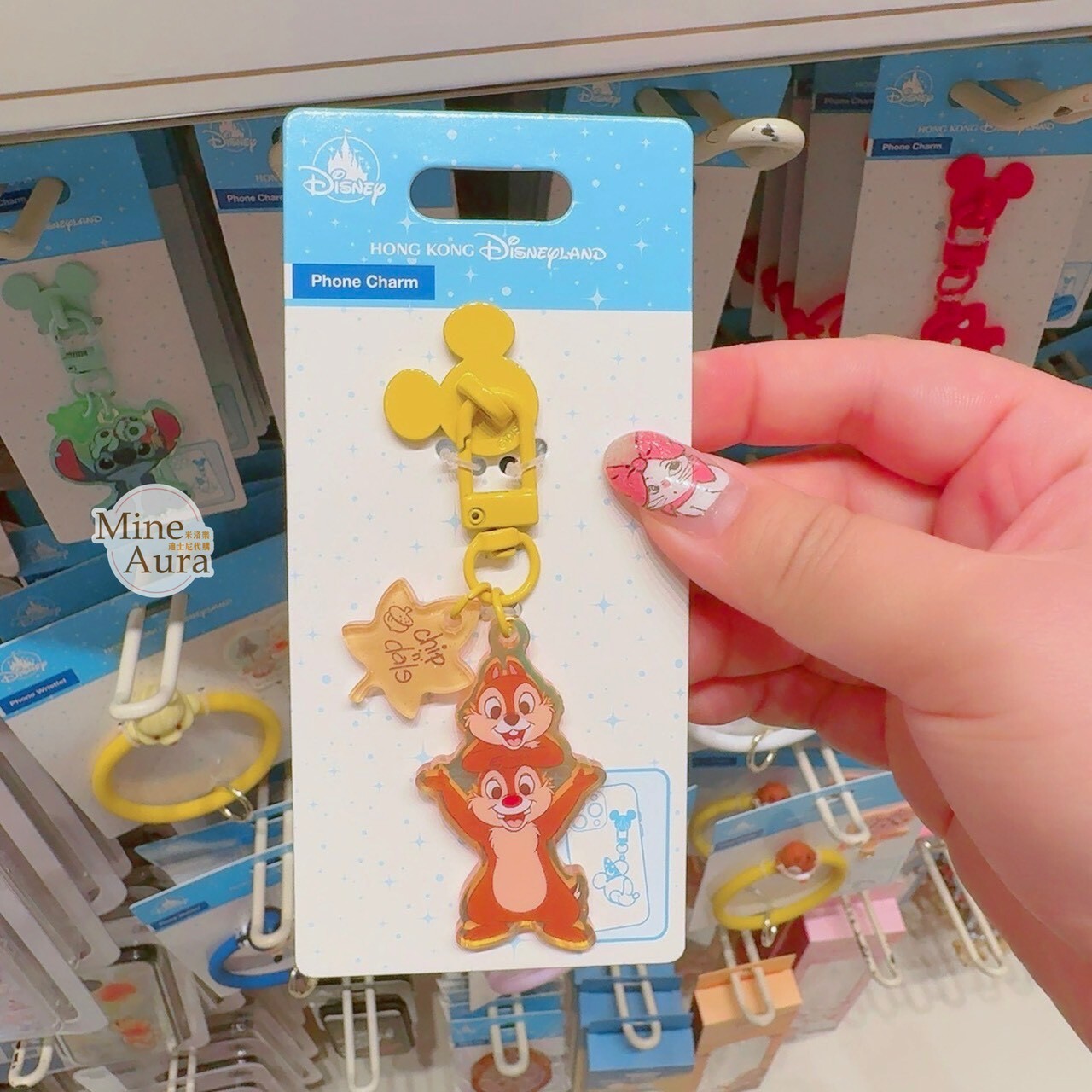 奇奇蒂蒂 Chip 'n Dale 米奇頭造型 手機吊飾 掛飾 -香港迪士尼樂園