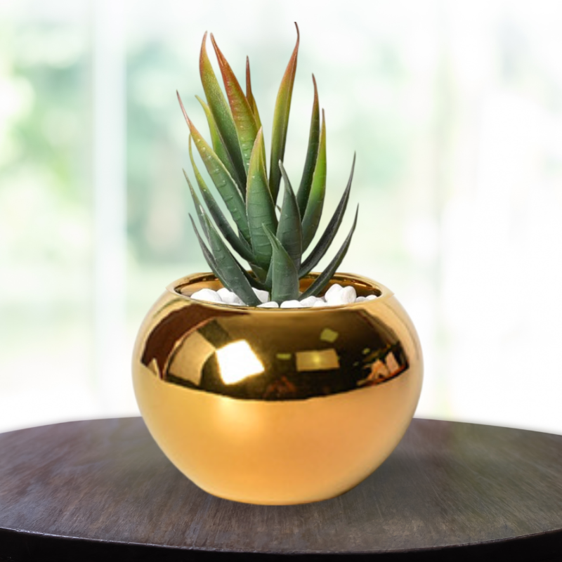 【台灣現貨速發】電鍍金陶瓷花盆 金色花盆 花器｜紋理陶瓷花盆 圓柱陶瓷花盆 圓形陶瓷花盆