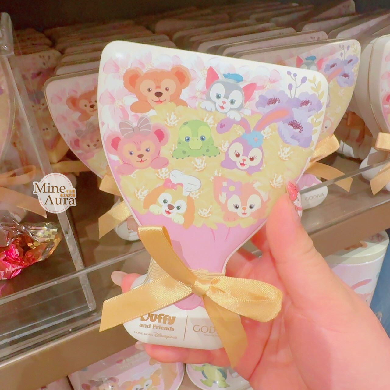 達菲 Duffy 與好友們 x GODIVA 聯名 巧克力 花束造型 鐵盒 -香港迪士尼樂園