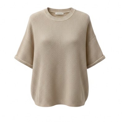 1SO0403-066 [SUNNY STUDIO] Loose-Fitting Short-Sleeved T-Shirt Beige #770134-NAYA (EU)