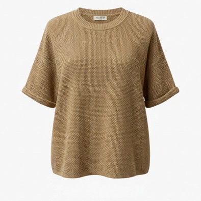 1SO0403-067 [SUNNY STUDIO] Loose-Fitting Short-Sleeved T-Shirt Camel #770134-NAYA (EU)