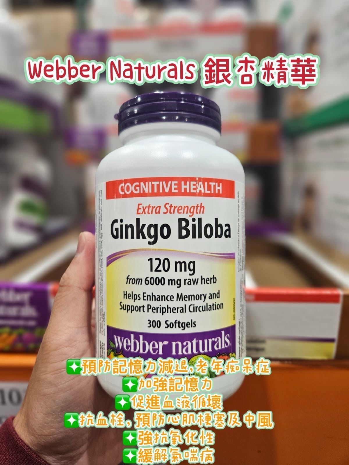 Webber Naturals 銀杏精華 (1樽300粒) -210217-260407