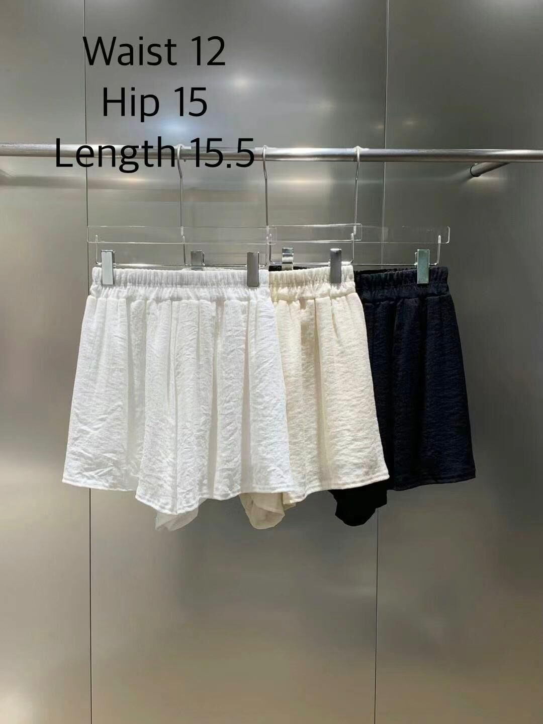 XQ048 高腰壓紋雪紡短褲