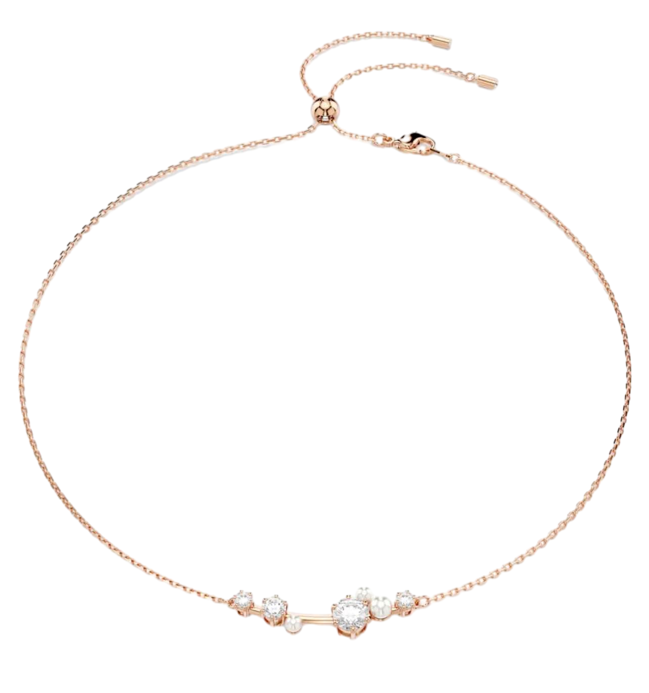 【Swarovski】Constella Necklace, Crystal Pearl, Round Cuts, White, Rose Gold-Tone Plated  玫瑰金