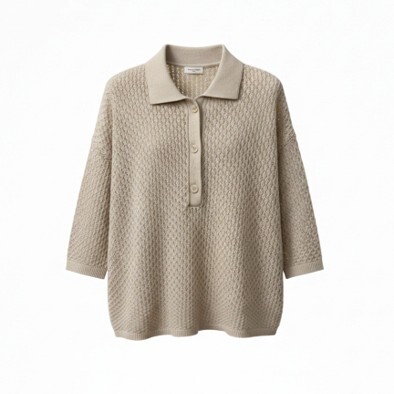 1SO0403-070 [SUNNY STUDIO] Knit Polo Top Beige #770129-LORA (EU)