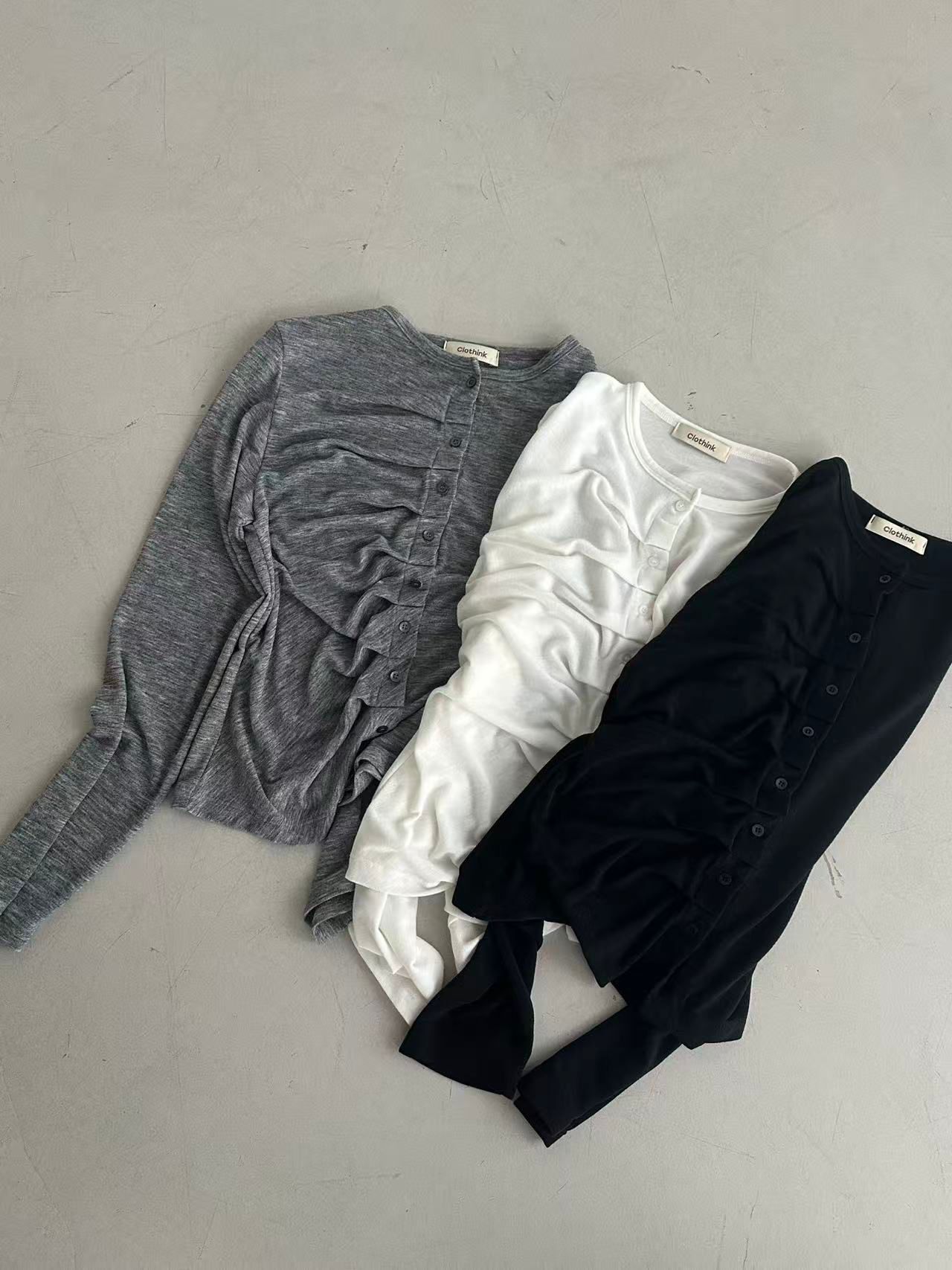 XQ006 抓摺造型開襟衫