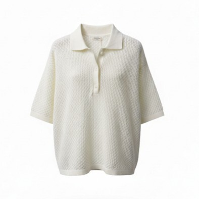 1SO0403-069 [SUNNY STUDIO] Knit Polo Top White #770129-LORA (EU)