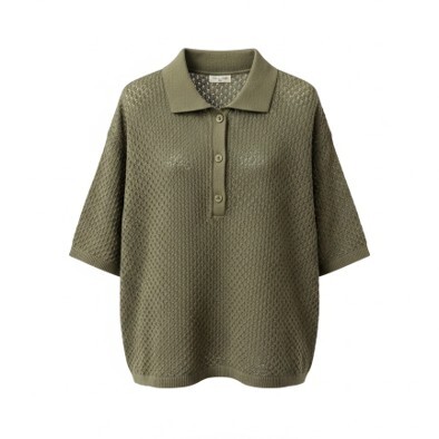 1SO0403-072 [SUNNY STUDIO] Knit Polo Top Kaki #770129-LORA (EU)