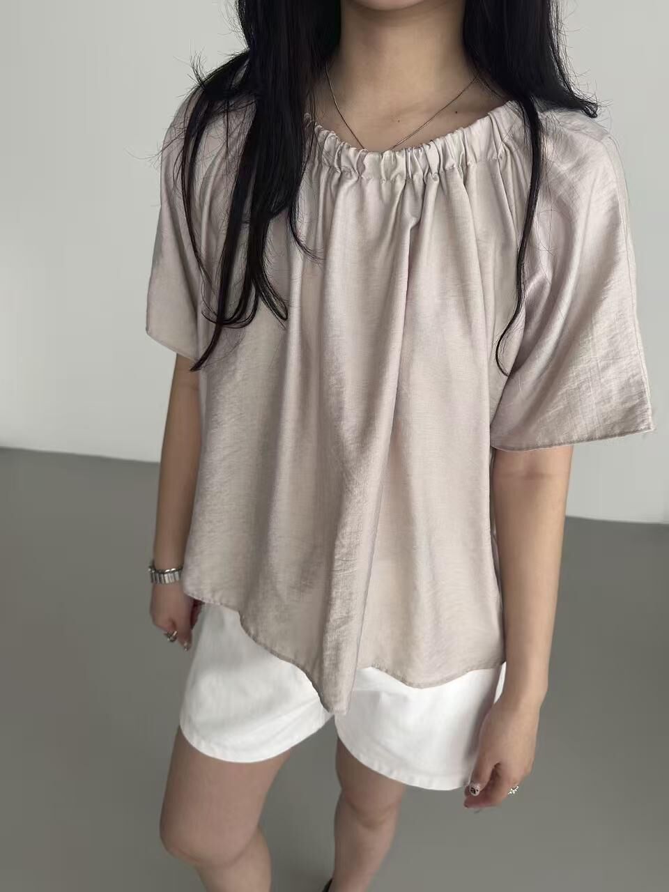 XQ010 領口抓褶抽繩上衣