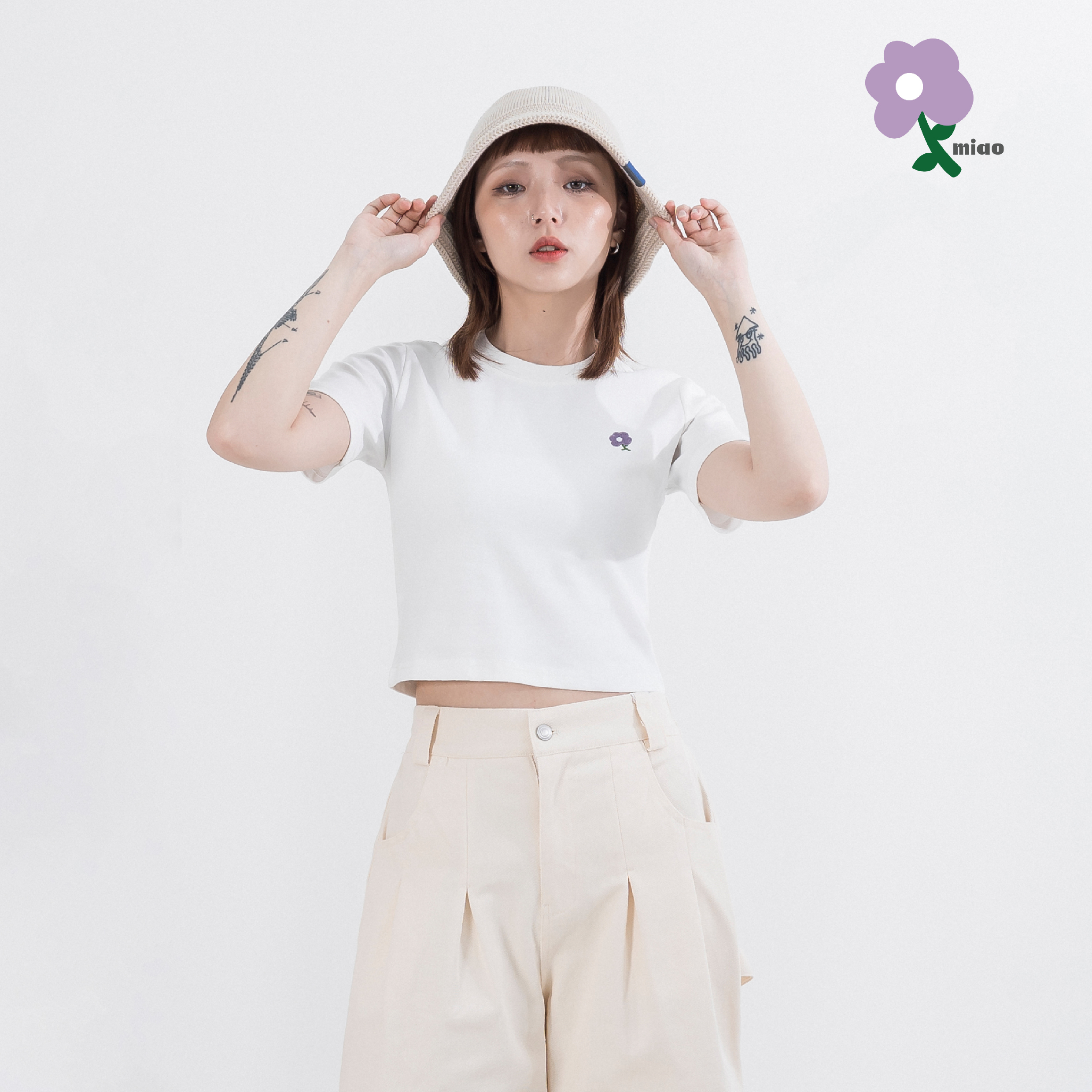 AGILITY MIAO Flowers Embroidery Tee 女裝 小花刺繡 短Tee [M-F1]