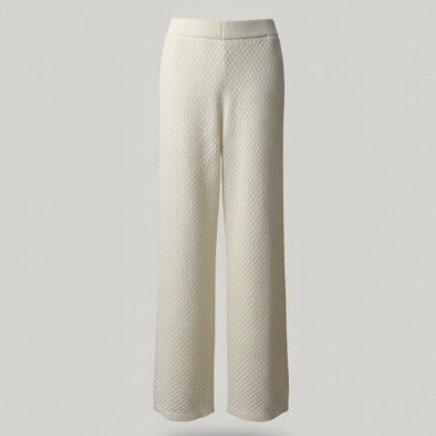 1SO0403-073 [SUNNY STUDIO] Wide-Leg Pants With Quilted Texture White #770130-ORYA (EU)