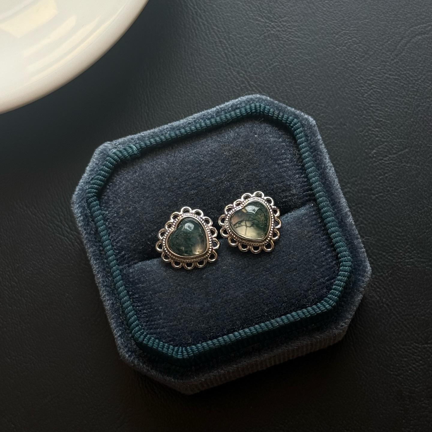 [原石] 冰種水草瑪瑙 水晶耳環