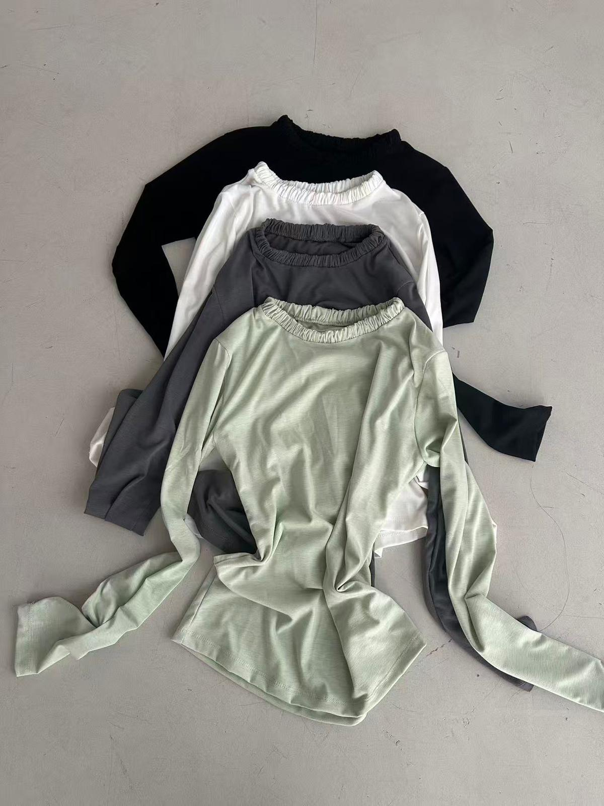 XQ022 抓摺圓領長袖上衣