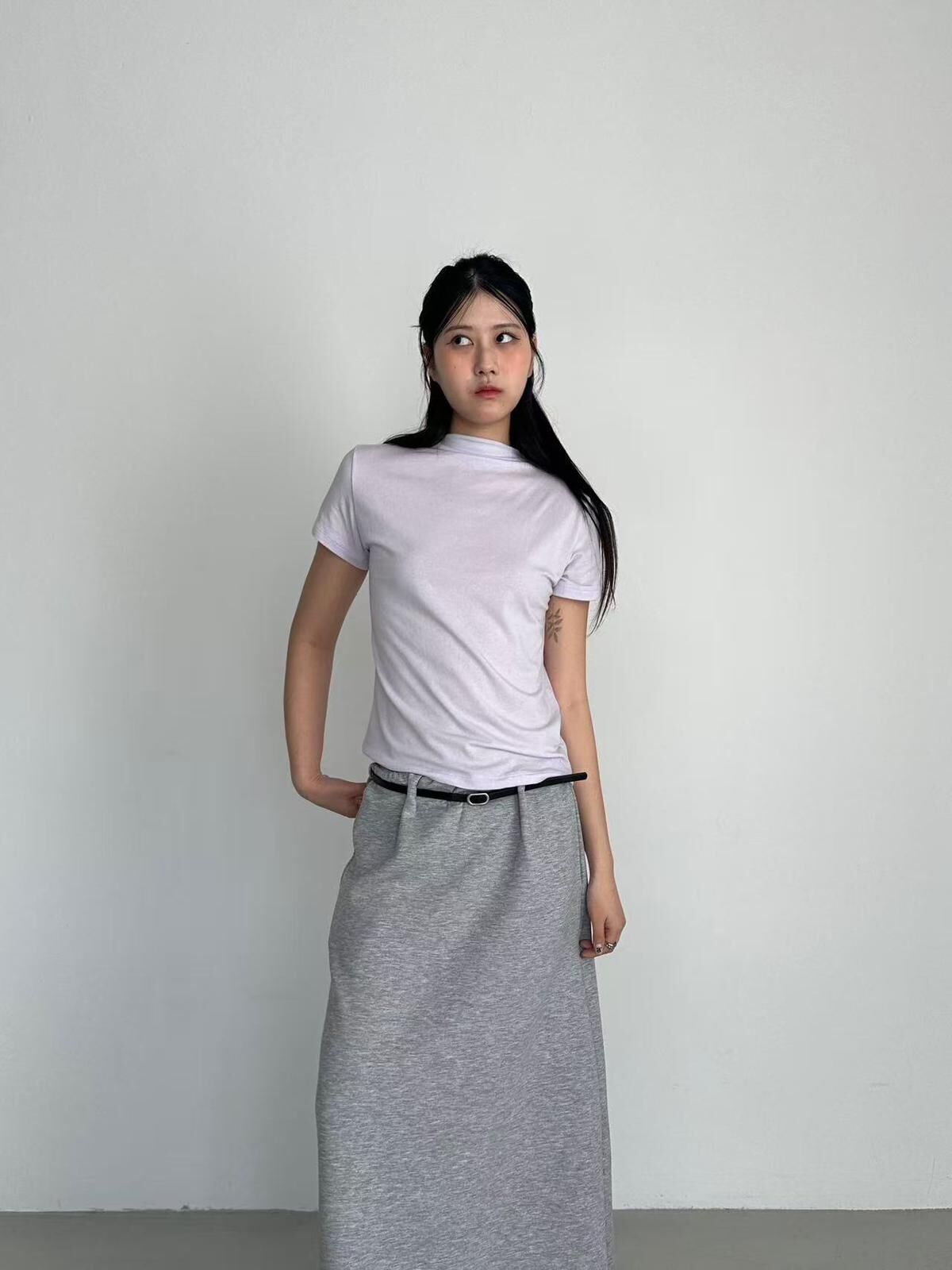 XQ016 半高領合身短袖 TEE