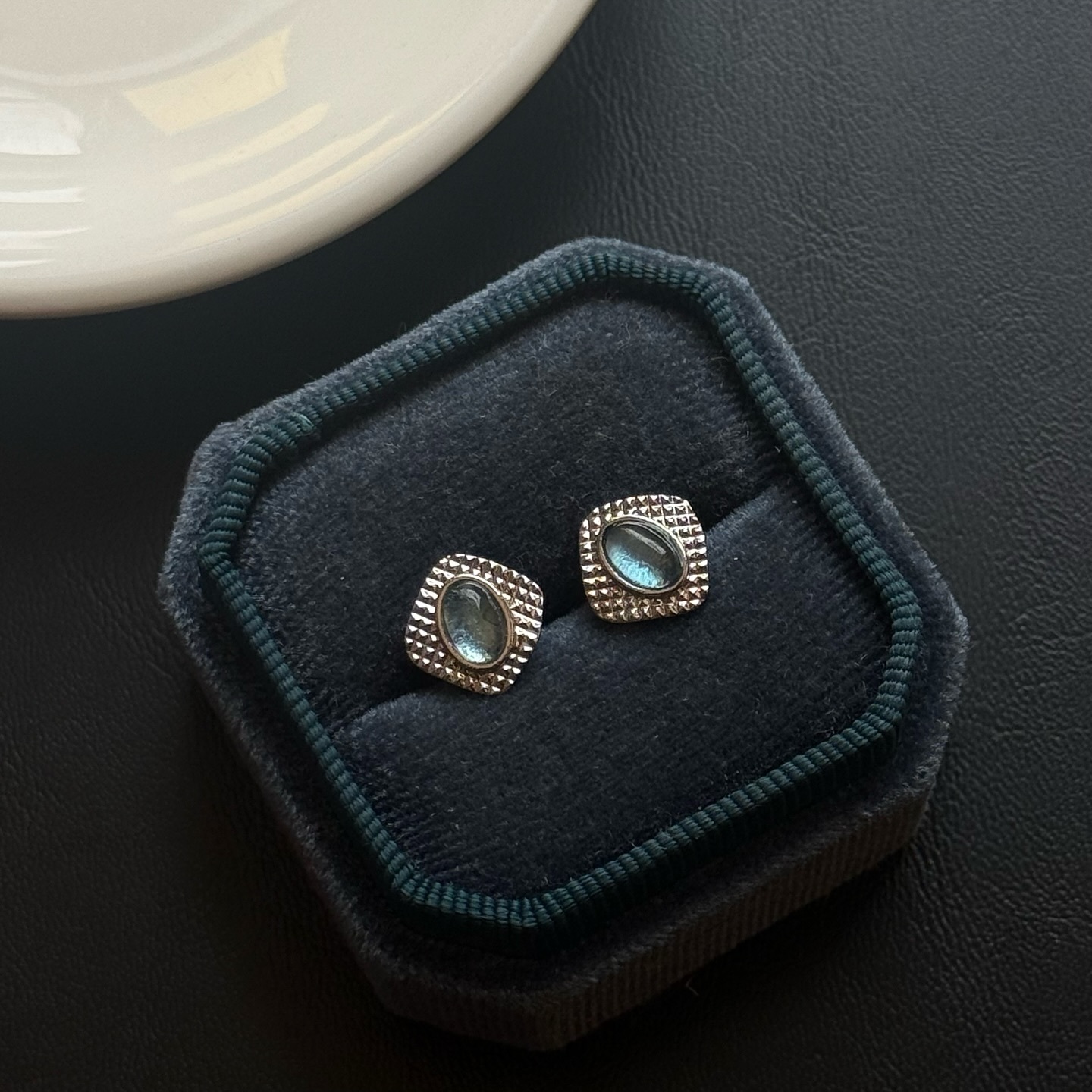 [原石] 海藍寶 水晶耳環