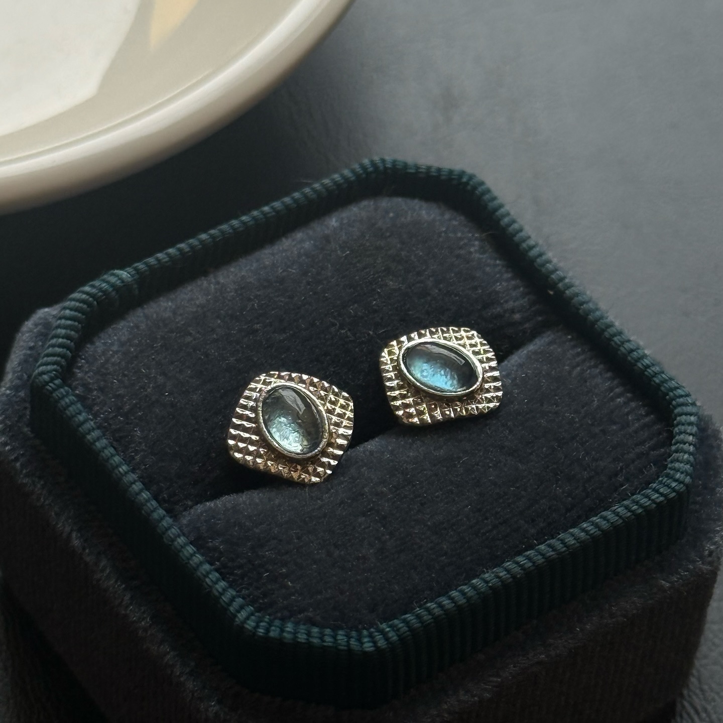 [原石] 海藍寶 水晶耳環