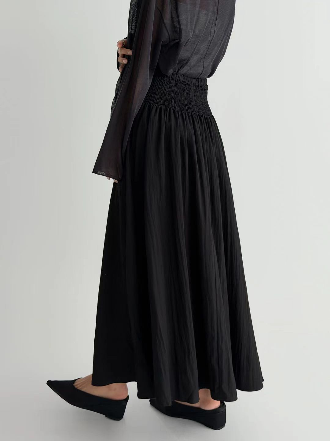 XQ042 全橡筋壓褶飄逸長裙