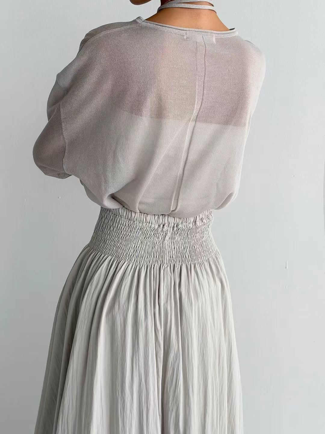 XQ041 透膚蝴蝶綁帶上衣