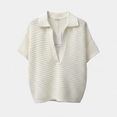 1SO0403-077 [SUNNY STUDIO] Knit Polo Top White #770133-EIRA (EU)