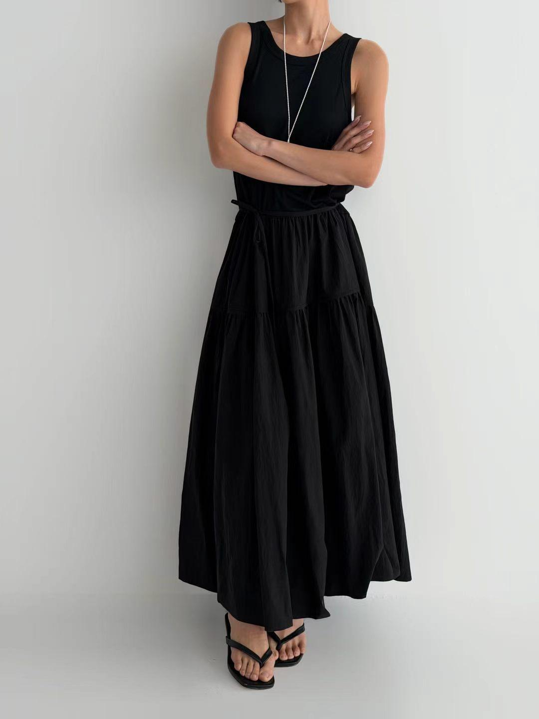 XQ040 無袖層次蛋糕長連身裙